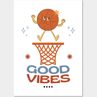 Retro Style Funny Basketball Art Posters and Art